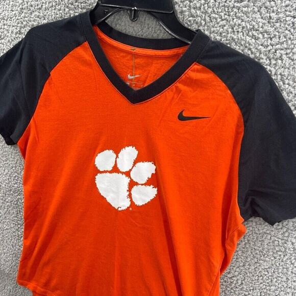 Clemson Tigers Nike Womens Dri-Fit Short Sleeve Orange T-Shirt Size Medium M - Picture 2 of 13